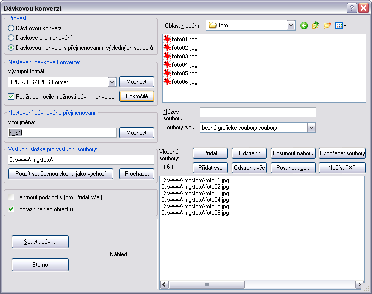 Dávková konverze a přejmenování obrázků