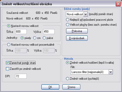 Změna velikosti obrázku
