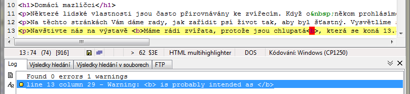 Kontrola HTML kódu